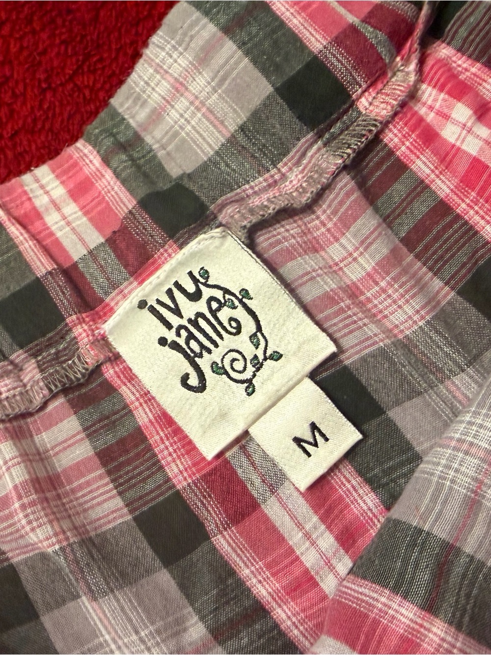 ivy jane Pink and Green Plaid Off-Shoulder Blouse - Picture 3 of 4